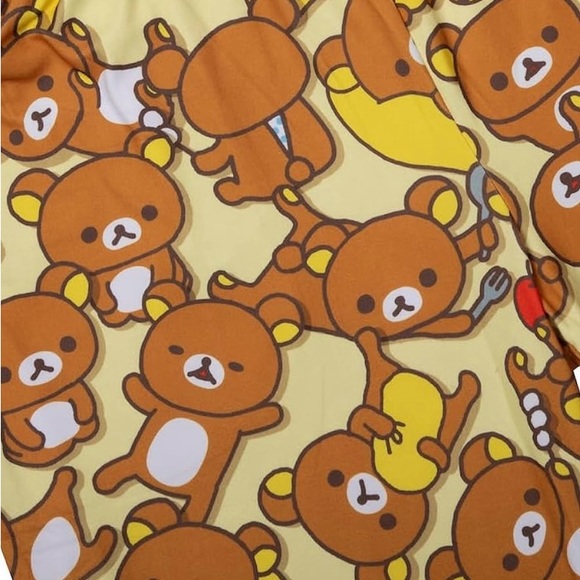 Bioworld Rilakkuma Yellow and Brown Teddy Bear Pajama Short Sleeve Pant  Sz XL - Picture 5 of 5